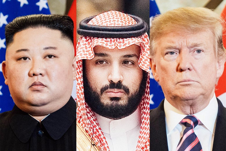 Side-by-side close-up photos of the three men's faces.